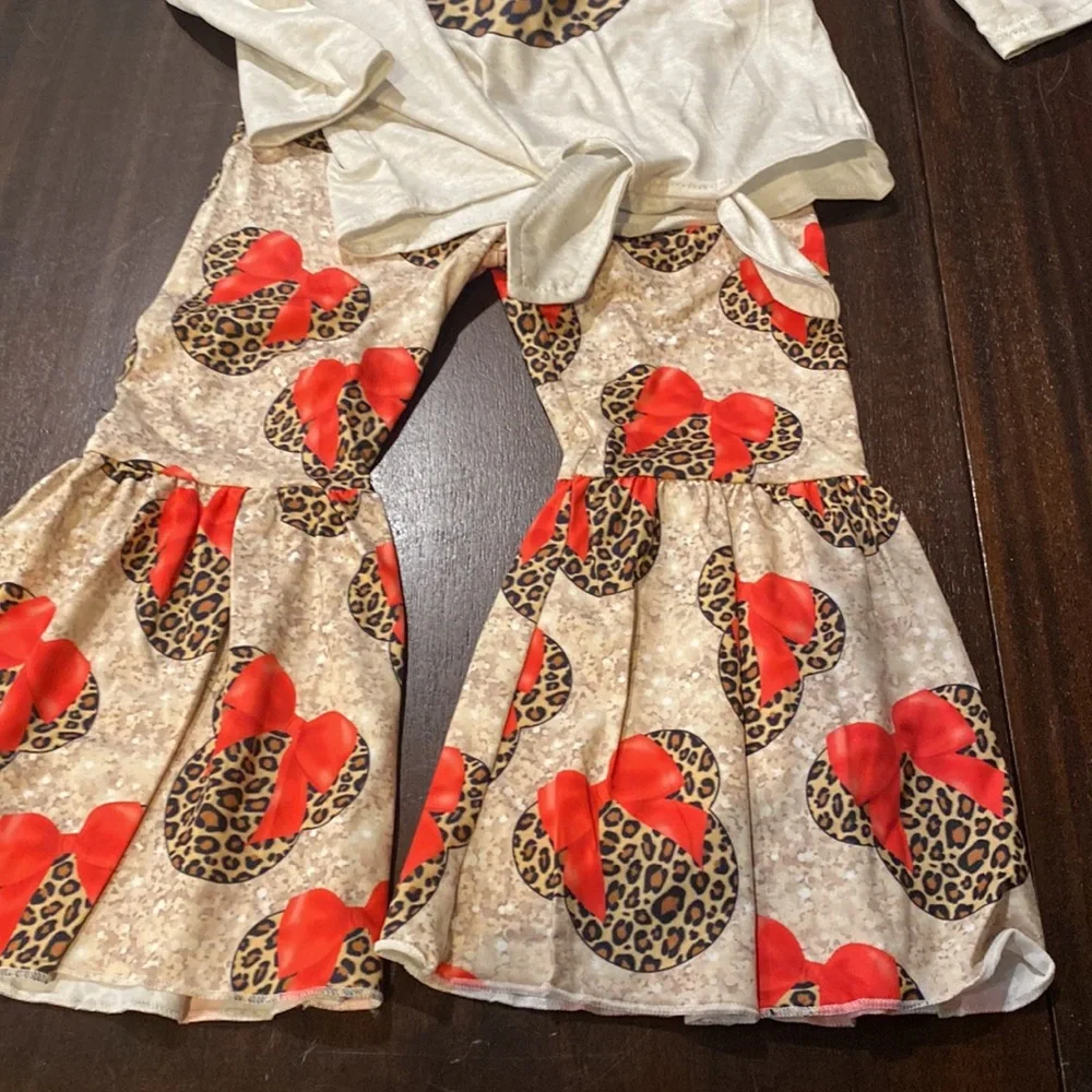E783 Mickey Mouse leopard 2pc set Girls 2T NWT Boutique